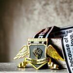 Black Lives Matter running medal on natural outdoor background with ribbon.