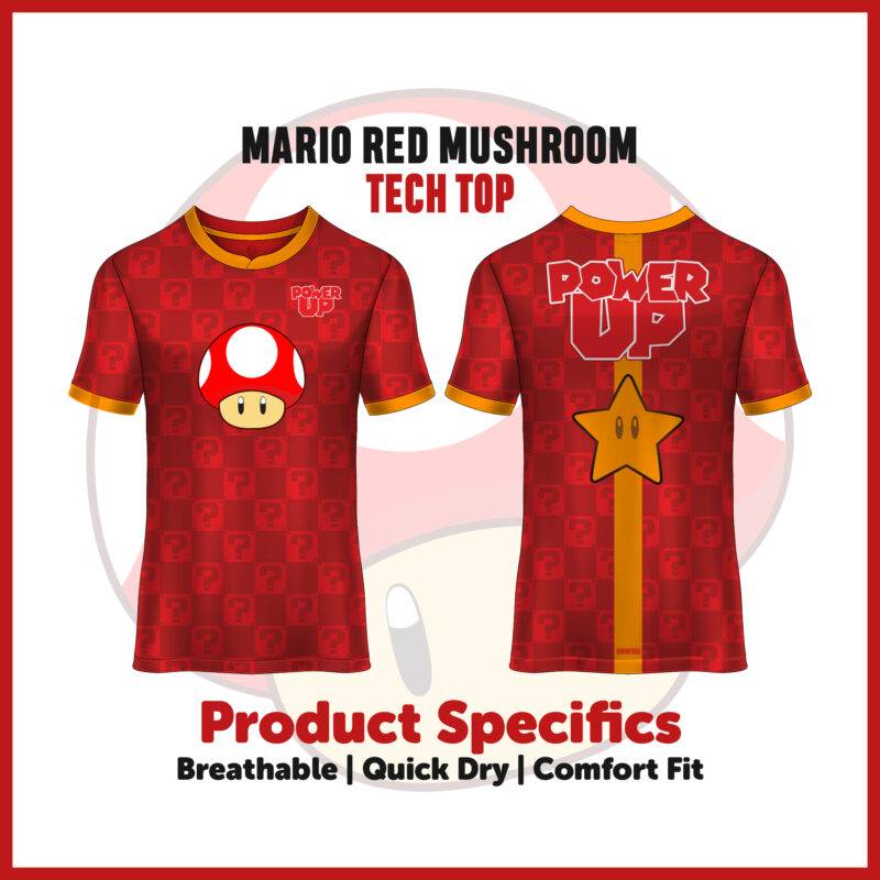 Red Mushroom Gaming Inspired Tech Top T-Shirt