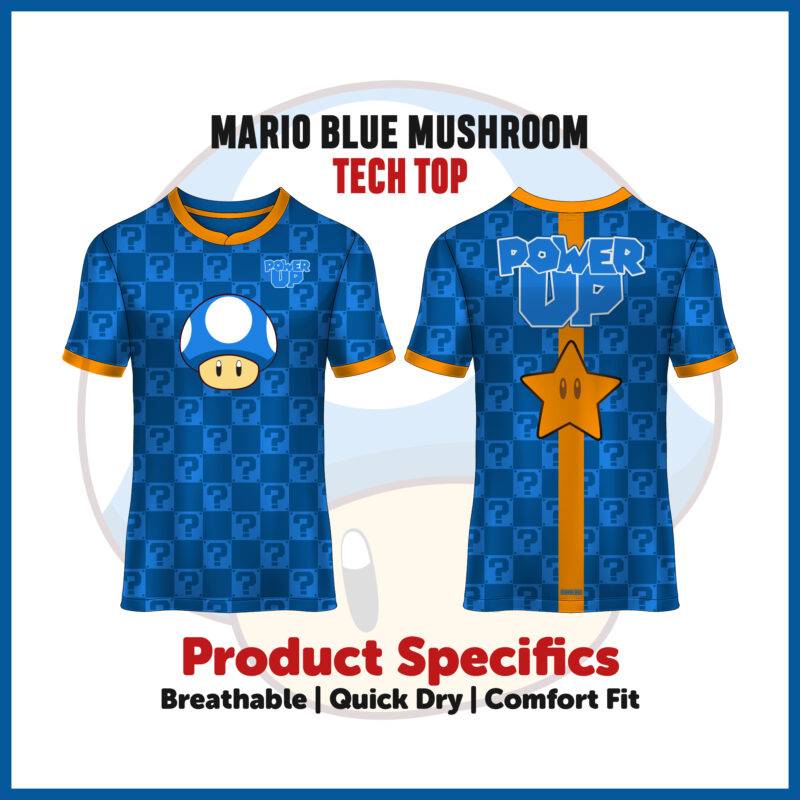 Blue Mushroom Gaming Inspired Tech Top T-Shirt