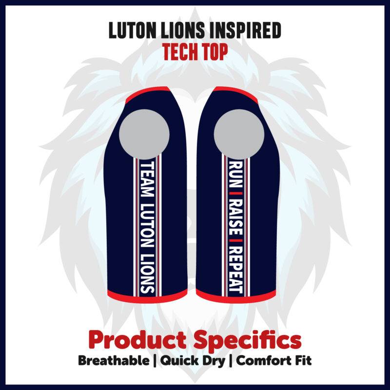 Navy Tech Top with Luton Lions Branding on Sleeves