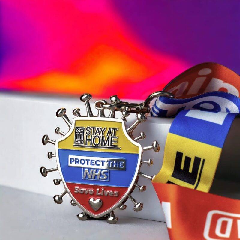 Covid-19 Challenge - Unite for Health and Fitness NHS medal with sunset background