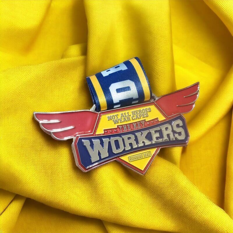 Key Workers Medal on Yellow Fabric