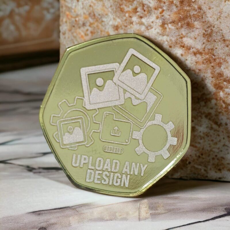 Engraved Gold Hexagonal Collectible Coin