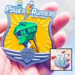 Green 5K Run medal up close