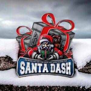 Snowy Sleigh Your Run Santa Dash Medal Featuring Santa Claus