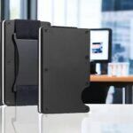 Ultra-Slim Metal Wallet in Office Setting