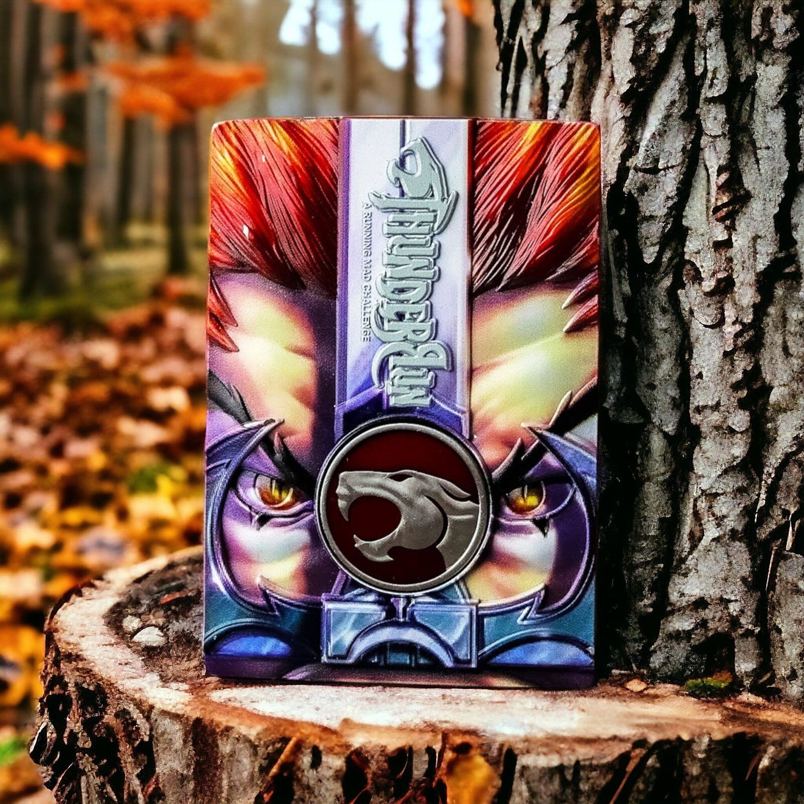 Autumn-inspired ThunderRun Challenge Heroic Medal. in a natural setting