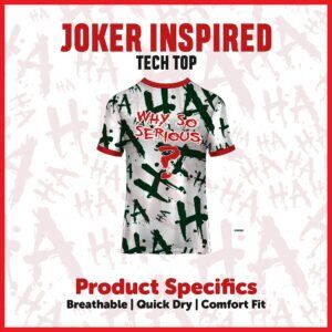 Eccentric Villain-Themed Tech Top with Red Accents