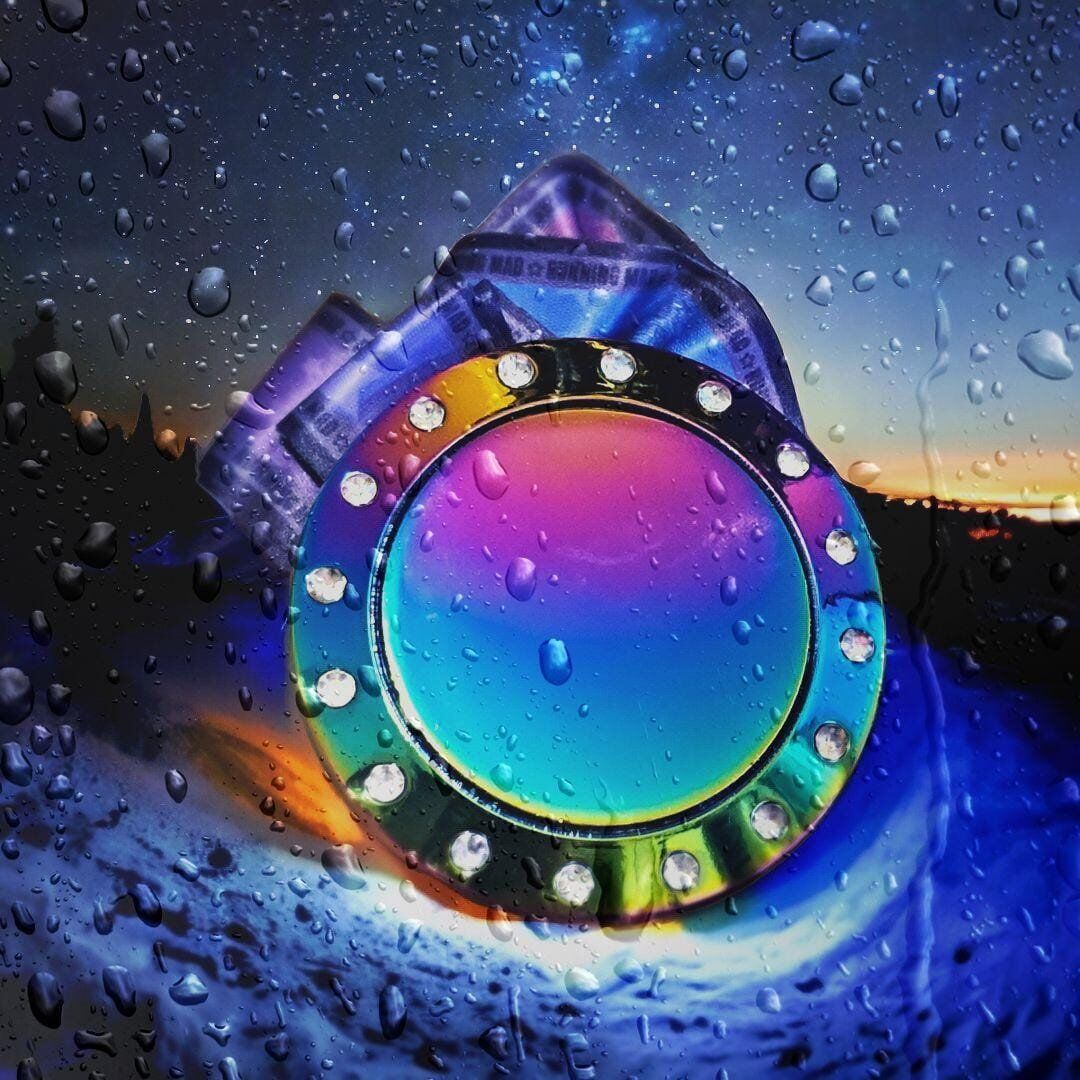 Rainbow-Colored Custom Engravable Heavy Medal with Water Droplets